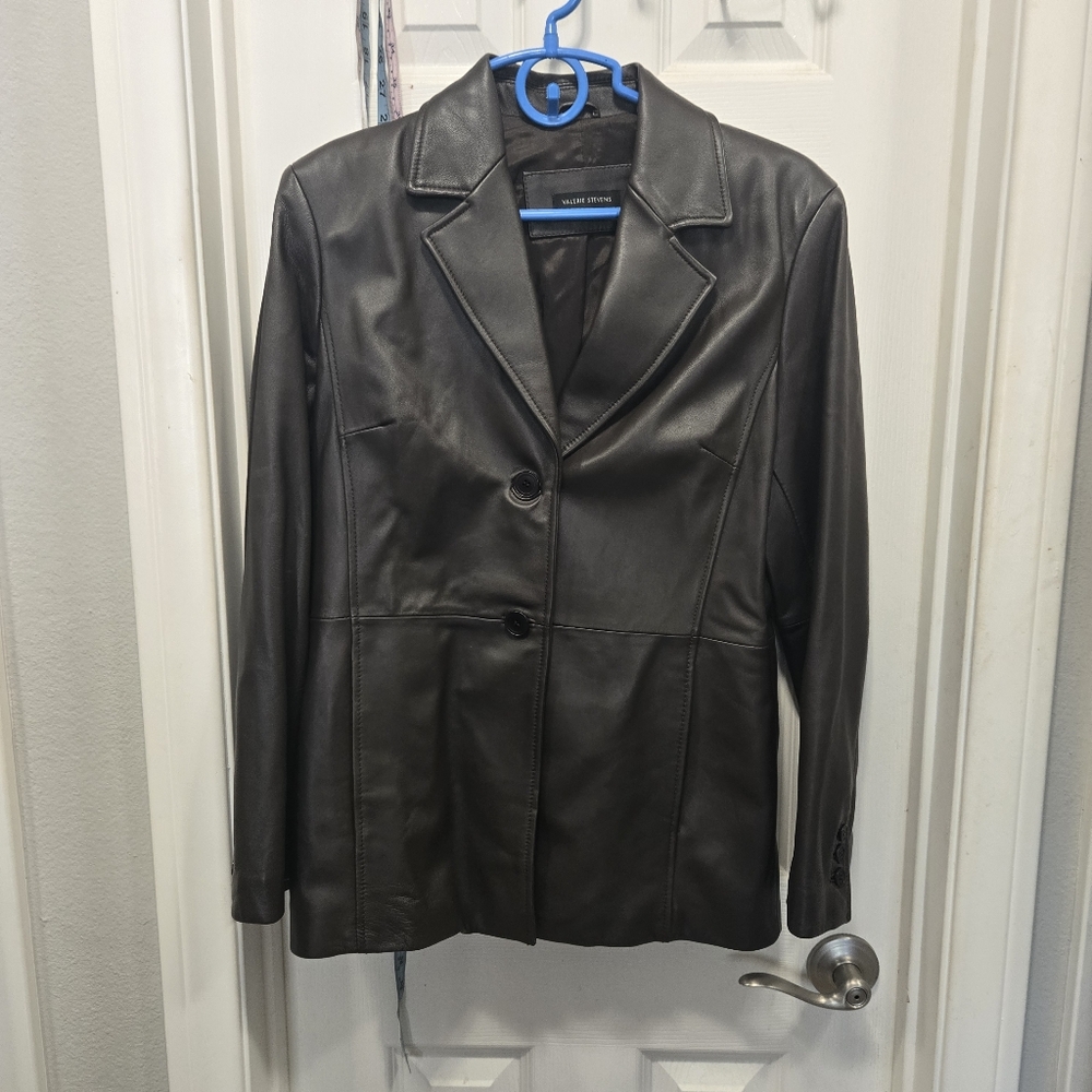 Valerie Stevens Leather Jacket Brown Size M